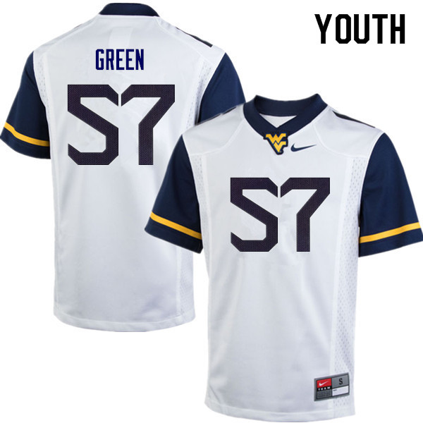 Youth #57 Nate Green West Virginia Mountaineers College Football Jerseys Sale-White